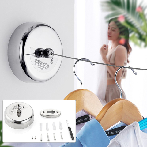 3M Portable Stainless Steel Retractable Clothesline Indoor Outdoor Laundry Hanger Clothes Clothes Drying Rack Rope  clothes line ► Photo 1/6