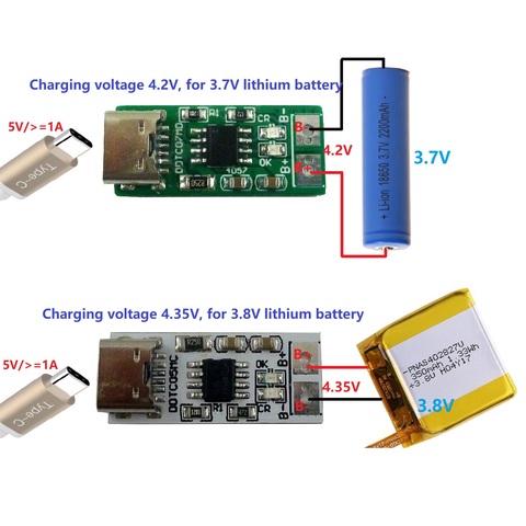 1S Type-C To 4.2V 4.35V Step-down Buck LiPo Polymer Li-Ion Charger for 3.7V 3.8V 18650 Lithium Battery ► Photo 1/6