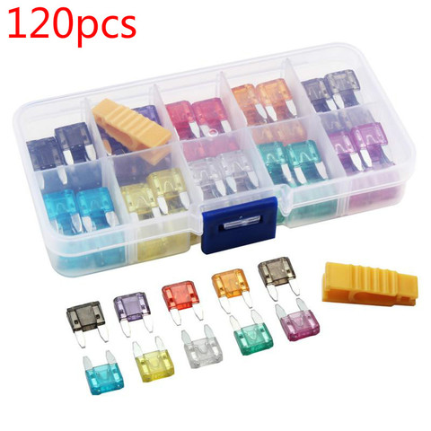 120 Pcs/box Car Insurance Sheet Plastic Box ,With Clip Profile Small Size Blade Car Fuse Assortment for Auto Car Truck Set . ► Photo 1/5