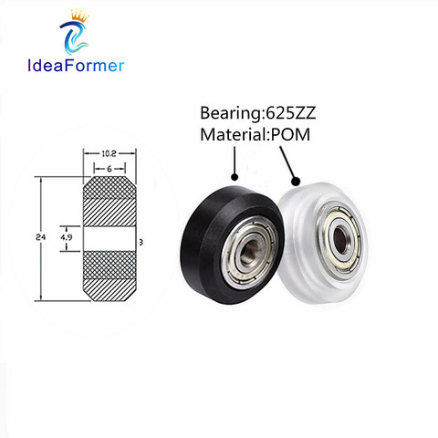 5Pcs Openbuilds CNC Black/Clear Polycarbonate V-groove Wheel Pulley 625ZZ Bearing POM Plastic Wheel for CNC 3D Printer Parts. ► Photo 1/6