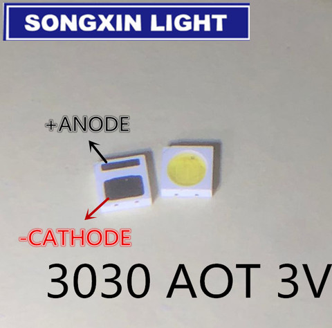 100PCS AOT Backlight High Power LED 1.5W 3V 3030 94LM Cool white LCD Backlight for TV Application EMC 3030C-W3C3 aot ► Photo 1/1