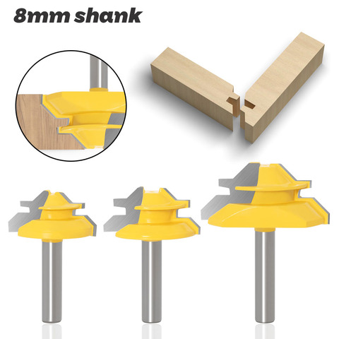1PC 8MM Shank Milling Cutter Wood Carving 45 Degree Lock Miter Router Bit Tenon Milling Cutter Woodworking Tool For Wood Tools ► Photo 1/6