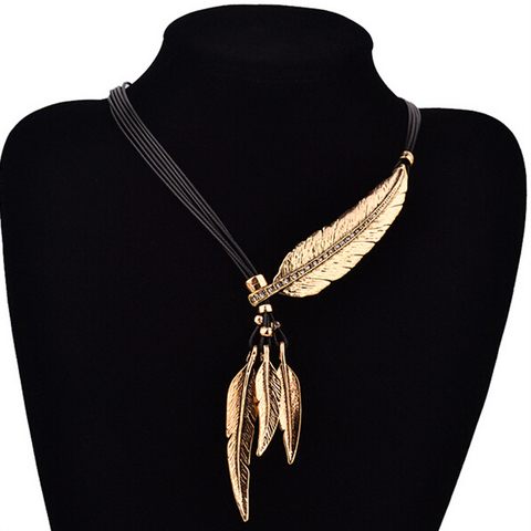 SUMENG Hot Sale New Fashion Bohemian women girl Alloy Feather Antique Vintage Time Necklace Sweater Chain Pendant Jewelry Gifts ► Photo 1/6