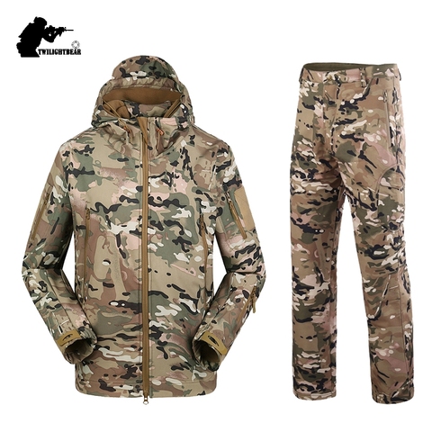 Military TAD Camouflage Shark Skin Soft Shell Tactical Suits Winter Autumn Waterproof Fleece Combat Gear Men clothing suit AY05 ► Photo 1/6