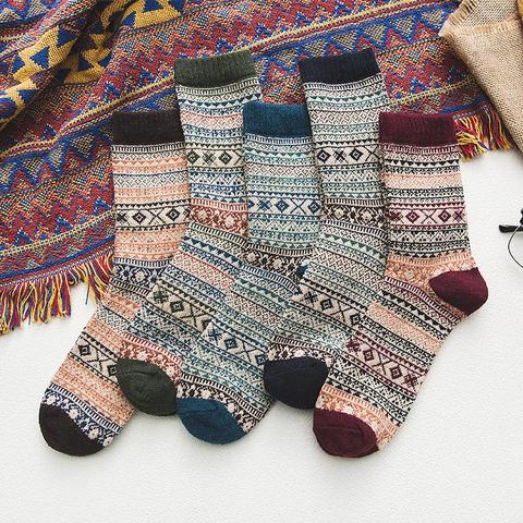 5Pairs/lot New Witner Men Socks Thick Warm Wool Socks Vintage Christmas Socks Colorful Socks Gift Free size YM9001 ► Photo 1/6