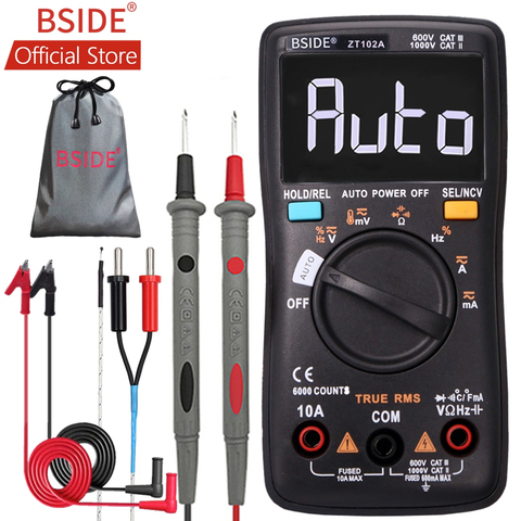 BSIDE ZT102A EBTN LCD Digital Multimeter TRMS AC/DC Voltage Current Temp Ohm Frequency Diode Resistance Capacitance Tester ► Photo 1/6