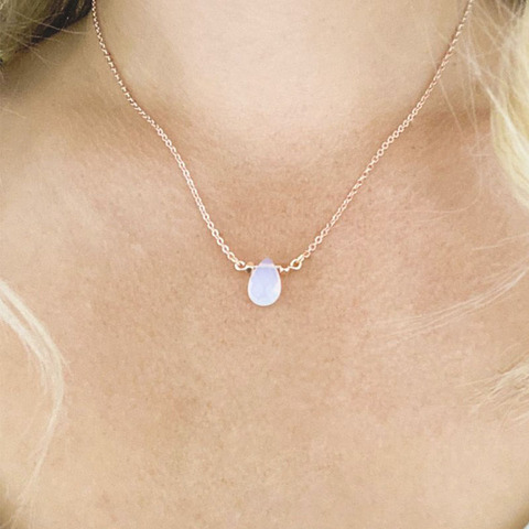 Opalite necklace, moonstone style necklace, Opal necklace, gemstone drop necklace ► Photo 1/6