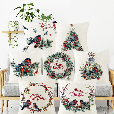 45X45cm Merry Christmas Decorations for Home New Year Gift Pillowcase Santa Claus Reindeer Linen Cover Cushion Navidad Natal ► Photo 1/6