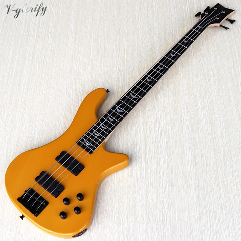 4 string solid basswood body electric bass guitar 43 inch orange high gloss bolt on bass guitar with Canada maple neck ► Photo 1/6