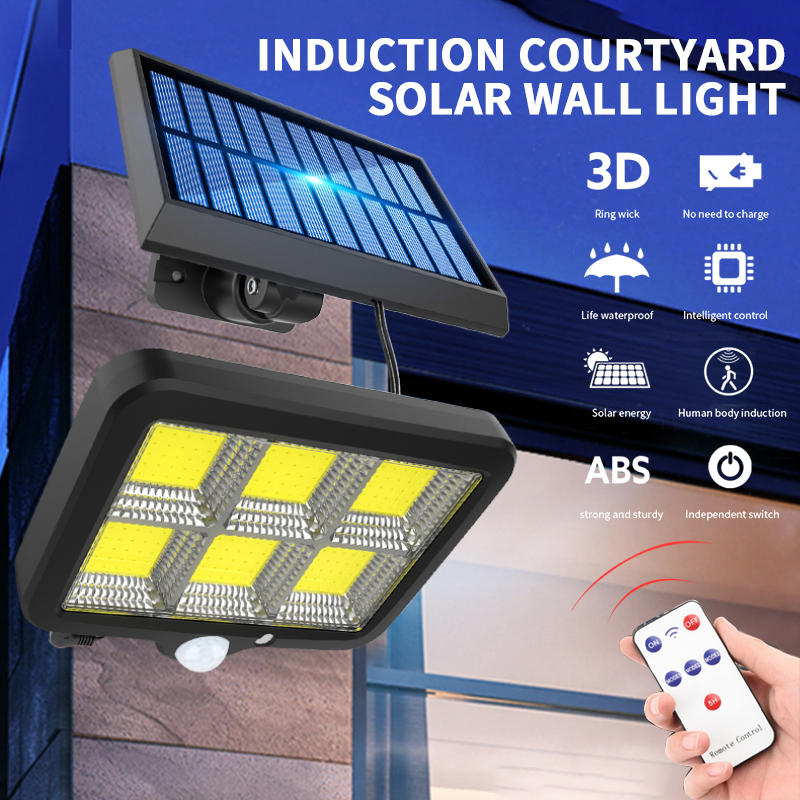 100 LED Solar Motion Sensor Wall Light Outdoor Garden Path Security COB Lamp US