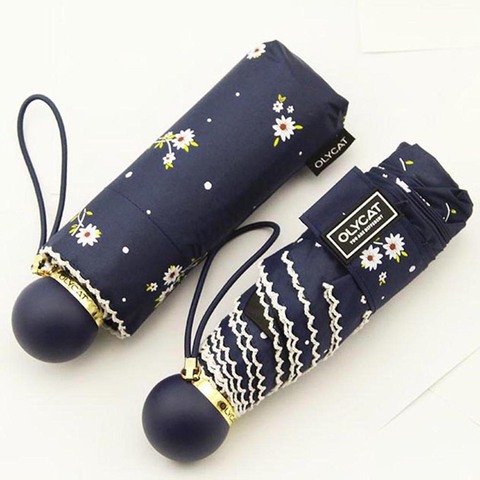 Mini Pocket Umbrella Sun Protection Five Folding Umbrella Rain Women Black Coating Anti UV Small Umbrella Girls Daisy Parasol ► Photo 1/6