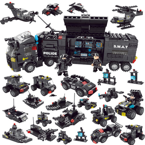Military series assembled building blocks, special police command car, children's educational assembled building block toys ► Photo 1/4