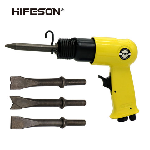 HIFENSON  120mm Air Hammer Professional Handheld Pistol Gas Shovels Small Rust Remover Pneumatic Tools with 4 Chisels set ► Photo 1/6