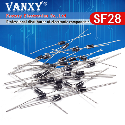 100PCS SF28 Super Fast Rectifier Diode 2A 600V DO-15 ► Photo 1/6