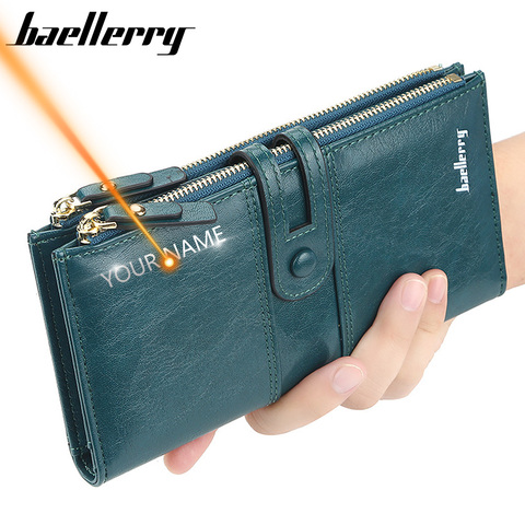 2022 Name Engrave Women Wallets Fashion Long Leather Top Quality Card Holder Classic Female Purse  Zipper Brand Wallet For Women ► Photo 1/6