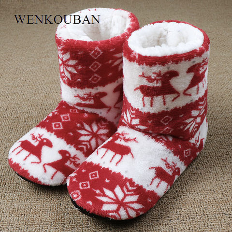 Winter Fur Slippers Women Warm House Slippers Plush Slides Christmas Cotton Indoor Home Shoes Floor Shoes Claquette Fourrure ► Photo 1/6