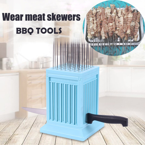 New BBQ Skewer Meat Maker Meat Skewer Tool 49 Holes Kebab Making Box BBQ Grill Food Beef Meat Slicer Kebab Brochette Maker ► Photo 1/6