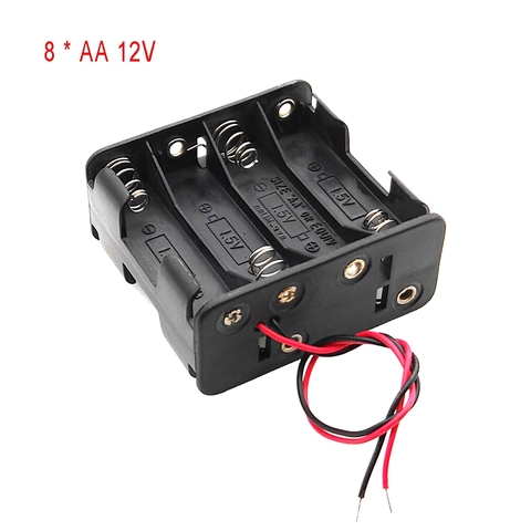 8AA 12V Battery Clip Slot Storage Holder Box Case 8*AA Batteries Stack With lin ► Photo 1/4