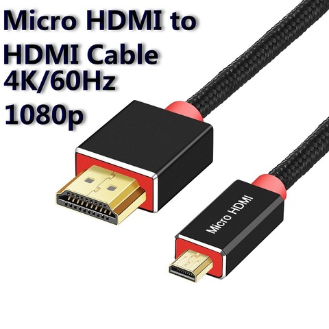Micro HDMI to HDMI Cable Adapter 4K 60Hz 1080P Ethernet Audio braid cable for camera  HDTV PS3 XBOX PC 1m 2m 3m Micro HDMI ► Photo 1/6