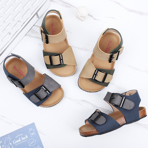 Kids Sandals Toddler Girl Shoes Boys Sandal Casual Shoes Unisex Soft Leather Girls Sandals 2022 Summer Buckle Kids Beach Shoes ► Photo 1/6