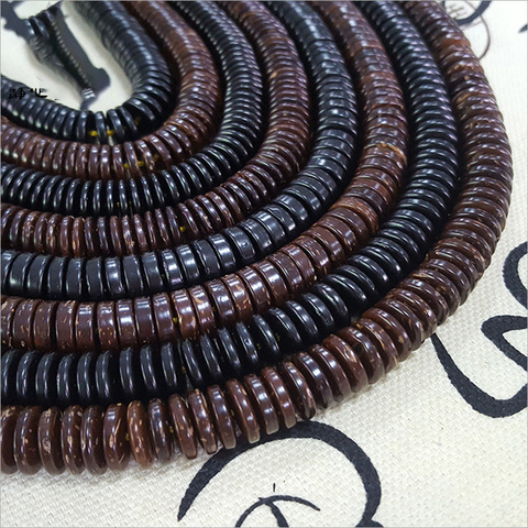 330pcs/lot 4 6 8 10 12 14 mm Natural Wood Coconut Shell Beads Flat Round Rondelle Spacer Bead for DIY Jewelry Making Findings ► Photo 1/2