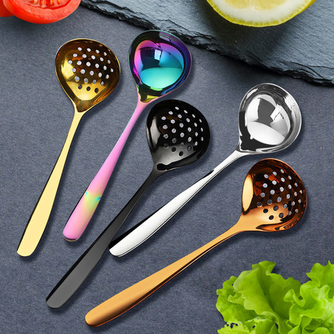 304 Stainless Steel Multi-Purpose Soup Spoon Colander Sauce Spoon Creative Deep Bottom Spoons ► Photo 1/5