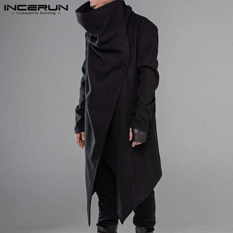 Men Gothic Hooded Coat Cardigan Cape Long Sweatshirt Trench Jacket Cloak  Outwear