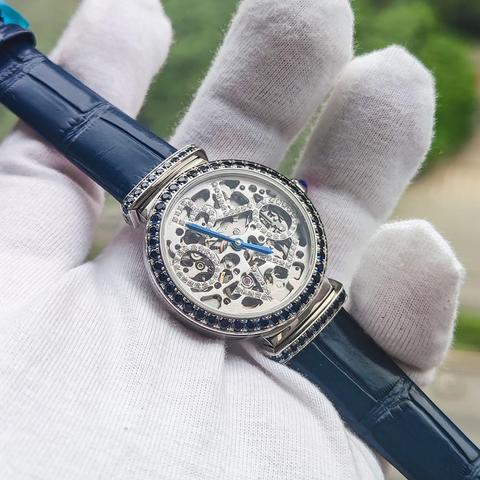 OBLVLO New Design Women Steel Skeleton Automatic Watches Top Brand Luxury Female Wrist Watch Clock Leather Relogio Feminino ► Photo 1/6