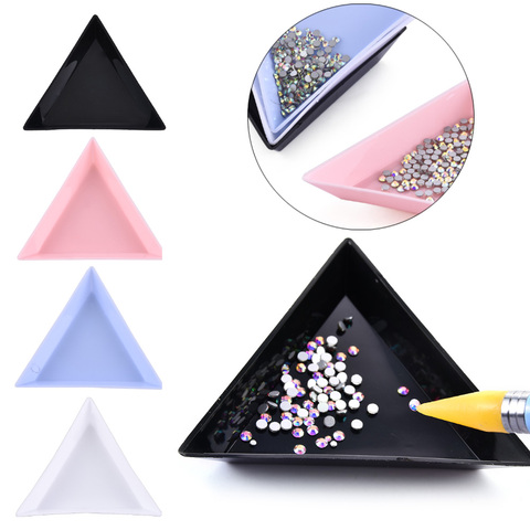 Triangle Plastic Rhinestone Nail Art Storage Box Plate Tray Holder Container Jewelry Glitter Cup DIY Decoration Dotting Tool ► Photo 1/6