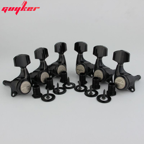 GUYKER Upgraded Version Black Guitar Locking Tuners Electric Guitar Machine Heads Tuners 3R3L Gear ratio 1:21 Lock Tuning Pegs ► Photo 1/5