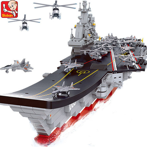 NAVY Military Building Blocks Sets ARMY 1:450 Aircraft Carrier Cruiser Destroyer Chaser Warship Battleship Weapon DIY Kids Toys ► Photo 1/4