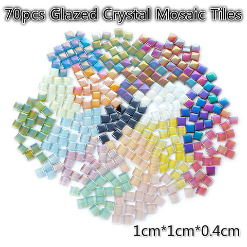 70pcs Glazed Crystal Mosaic Tiles 1cm Square Mosaic Stones DIY Mosaic Making Materials for Children/Kids Handmade Crystal Tiles ► Photo 1/6