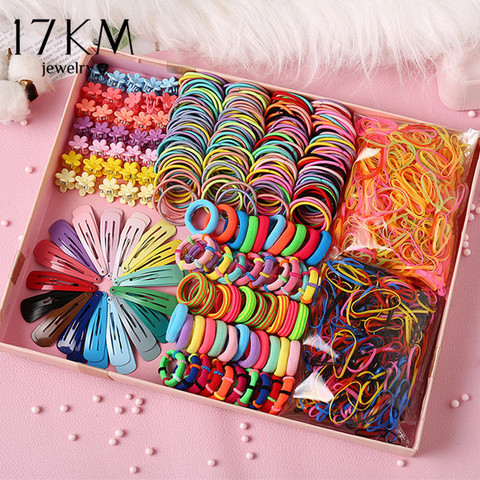 Children Colorful Nylon Elastic Hair Bands For Baby Girls Rubber Bands Set Kids 780Pcs Ponytail Holder Headband Hair Accessories ► Photo 1/6