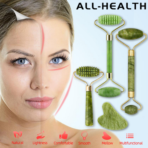 Natural Face Massager For Guasha Scraper Jade Roller Massage Face Gua sha Scraper Jade Roller Microniddle Roller Face Massager ► Photo 1/6