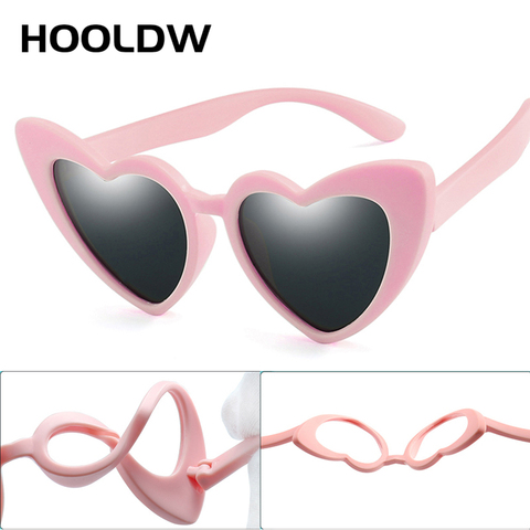 HOOLDW Kids Sunglasses Boy Girls Polarized Children Sun glasses Heart Shapes Silicone Flexible Safety Glasses UV400 Baby Eyewear ► Photo 1/6