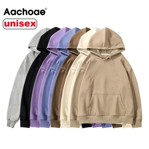 Aachoae Women Unisex Couple Hoodies Sweatshirt Fleece 100% Cotton Tracksuit Sweatshirt 2022 Winter Casual Loose Jumper Plus Size ► Photo 1/6