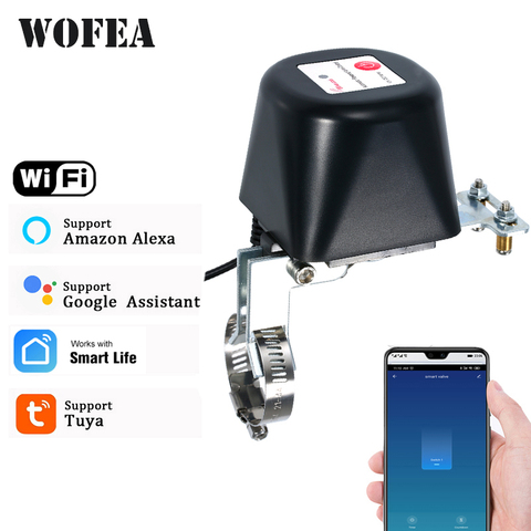 Wofea Tuya Wifi Smart Valve Controller For Water Gas Pipeline Auto Shut ON Off Compatible With Alexa Google Assistant SmartLife ► Photo 1/6