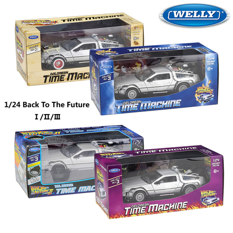 WELLY Diecast 1:24 Scale Model Car Toy Delorean For Movie Back to The Future Part 1/2/3 DMC-12 Metal Alloy Toy Car For Kids Gift ► Photo 1/6