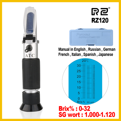 RZ Refractometer Beer Brix Wort Sugar Alcohol 0~30%1.000~1.120 SG Specific Gravity  Handheld Tool Hydrometer RZ120 Tool ► Photo 1/6