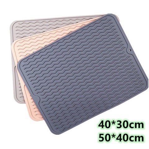 Silicone Dish Mat Drying Heat Resistance Non-Slip Placemat Tableware Non-stick Silicone Wavy Drain Tank Pad Kitchen Accessories ► Photo 1/6