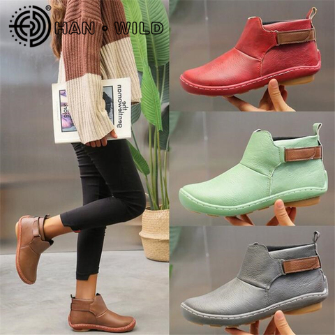Women Arch Support Ankle Boots Socofy Leather Slip On Booties Women Side Zipper Winter Short Boots Vintage Casual Shoes Female ► Photo 1/6