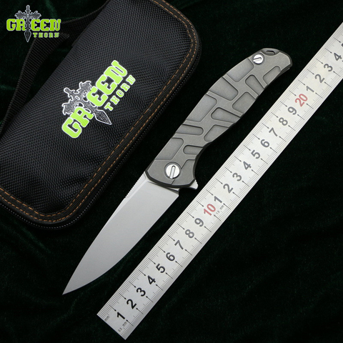 Green thorn Flipper 95 D2 steel blade T mode Titanium handle outdoor camping hunting pocket kitchen fruit folding knife EDC tool ► Photo 1/6