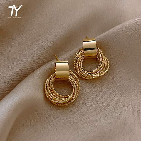 Retro Metallic Gold Multiple Small Circle Pendant Earrings 2022 New Jewelry fashion Wedding Party Unusual Earrings For Woman ► Photo 1/6