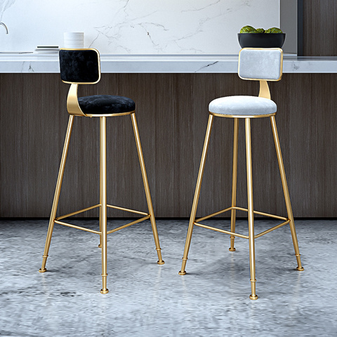 Modern Wrought Iron Bar Stool Minimalist Home Backrest Nordic Beauty Dining Chair High Stool Restaurant Cafe Stool Bar Stool ► Photo 1/6