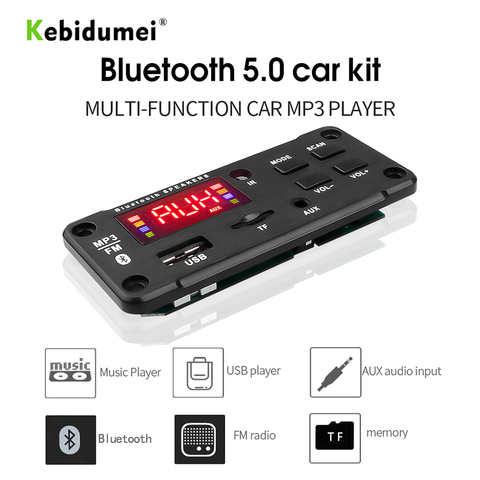 Hot Sale No Amplifier Big Screen 12V MP3 WMA Wireless Bluetooth 5.0 Decoder Board Audio Module USB FM TF Radio AUX Input For Car ► Photo 1/6