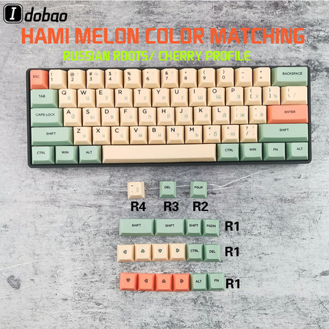 Hami Melon Russian Root Cherry Profile Dye Sub Keycaps For Mechanical Keyboard GH60 XD64 GK64 Tada68 Poker 60 XD60 ► Photo 1/5