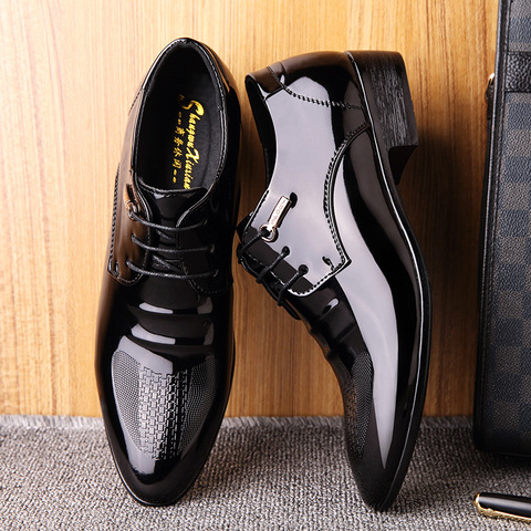 Mazefeng Men Wedding Shoes Microfiber Leather Formal Business Pointed Toe for Man Dress Shoes Men's Oxford Flats Plus Size 38-48 ► Photo 1/6