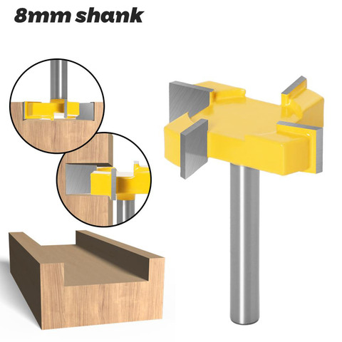 1PC 8MM Shank Milling Cutter Wood Carving 4 Edge T Type Slotting Cutter Woodworking Tool Router Bits For Wood Cutter Slotting ► Photo 1/6