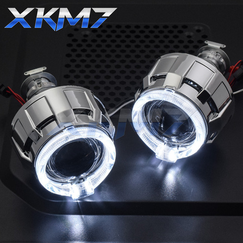 Headlight Lenses Angel Eyes LED H4 H7 HID Projector Bi-xenon 2.0 Lens DRL Halo Running Lights For Car Accessories Tuning Style ► Photo 1/6