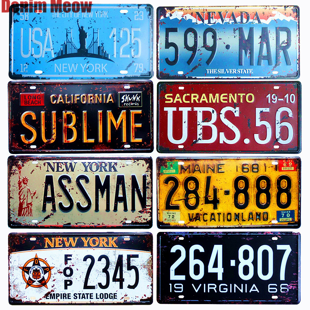 NEW YORK EMPIRE STATE License Plate Vintage Metal Tin Sign HOME BAR DECOR Poster 